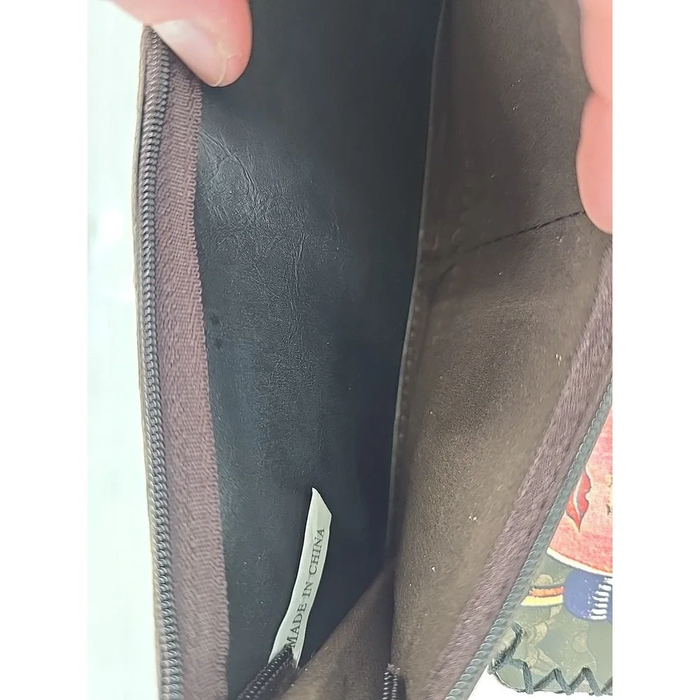 Faux Leather Women's Wallet - Lady Pirate - Butterfly - Snap Open‎ Hand Stitched